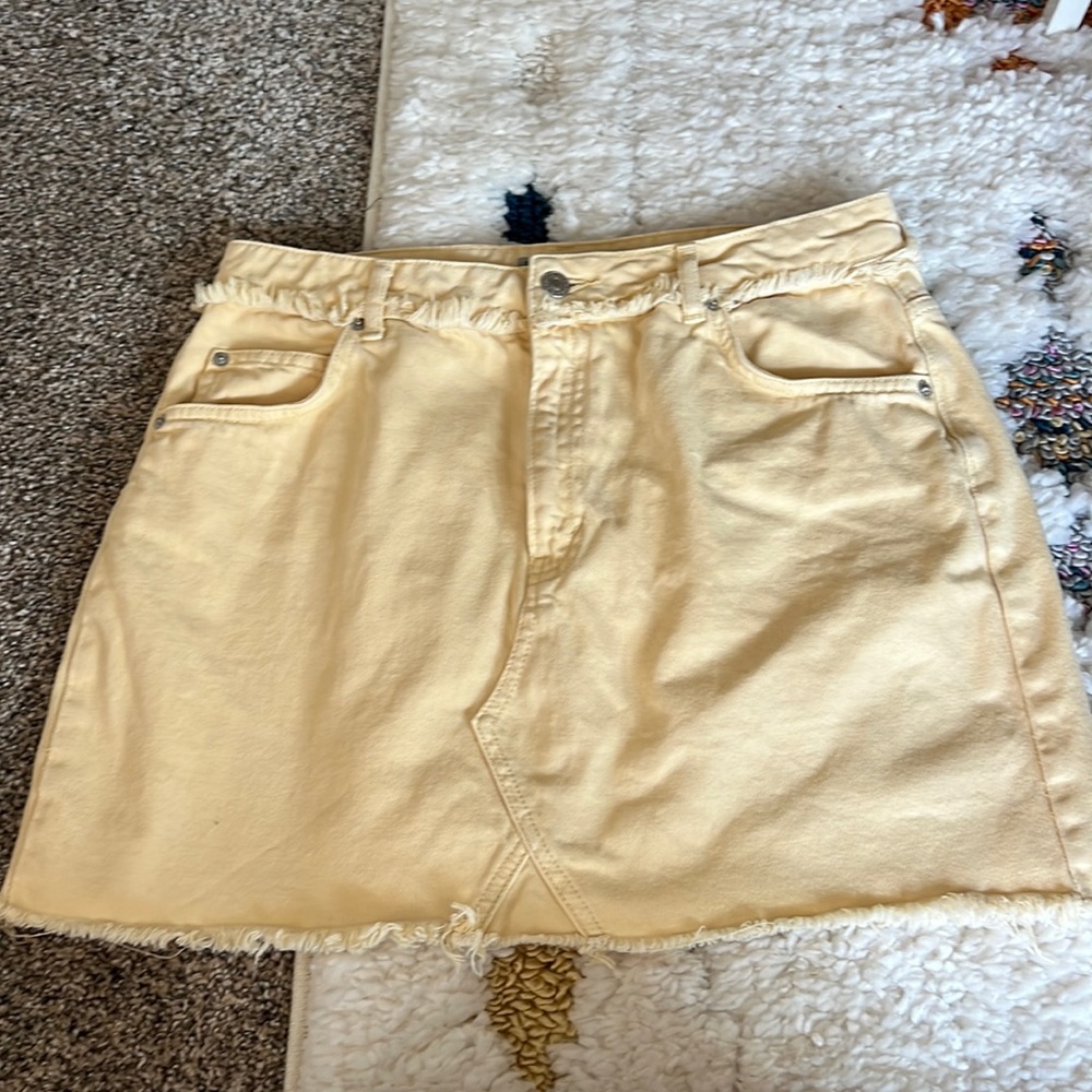 Yellow denim miniskirt